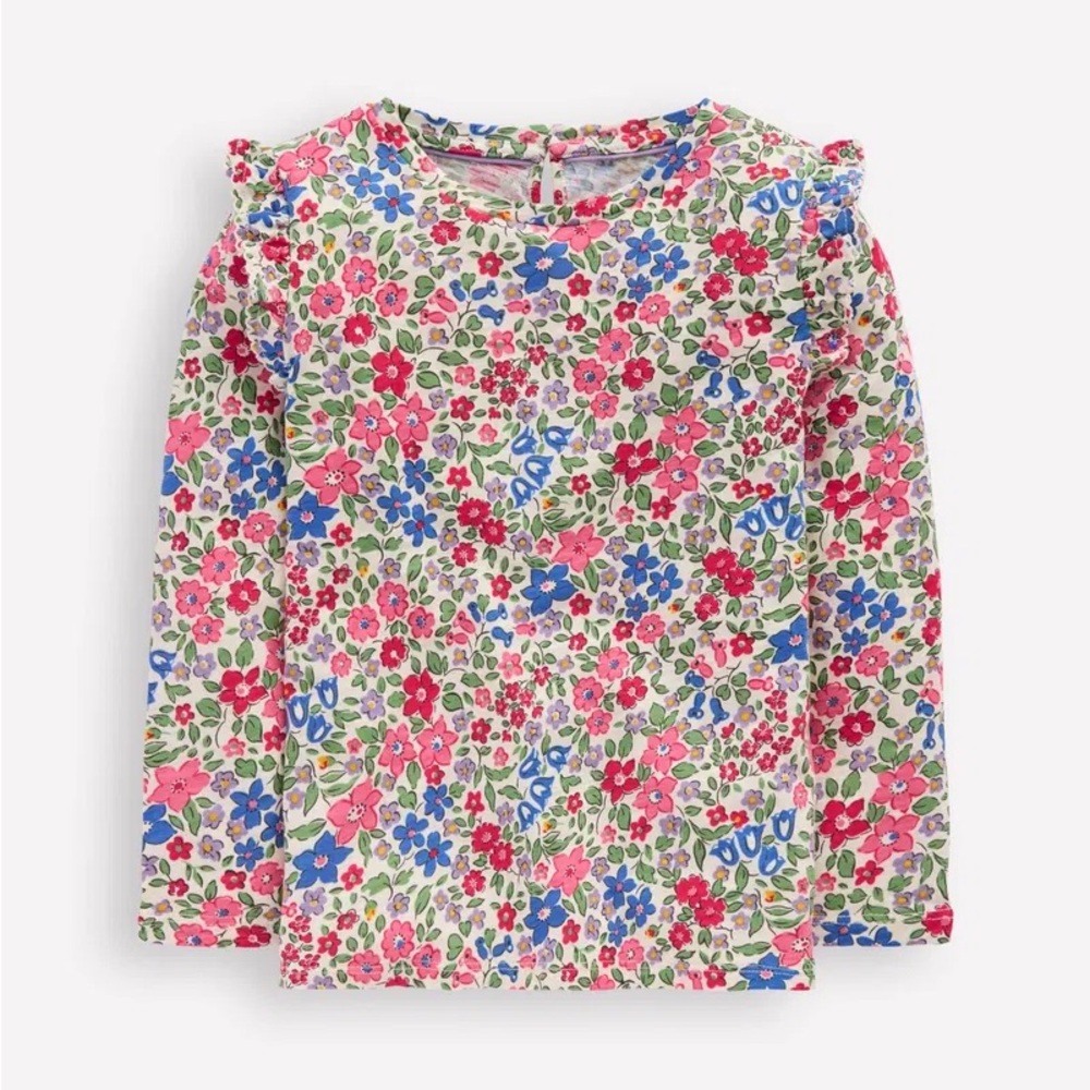 BODEN Frill Sleeve Slub Top
